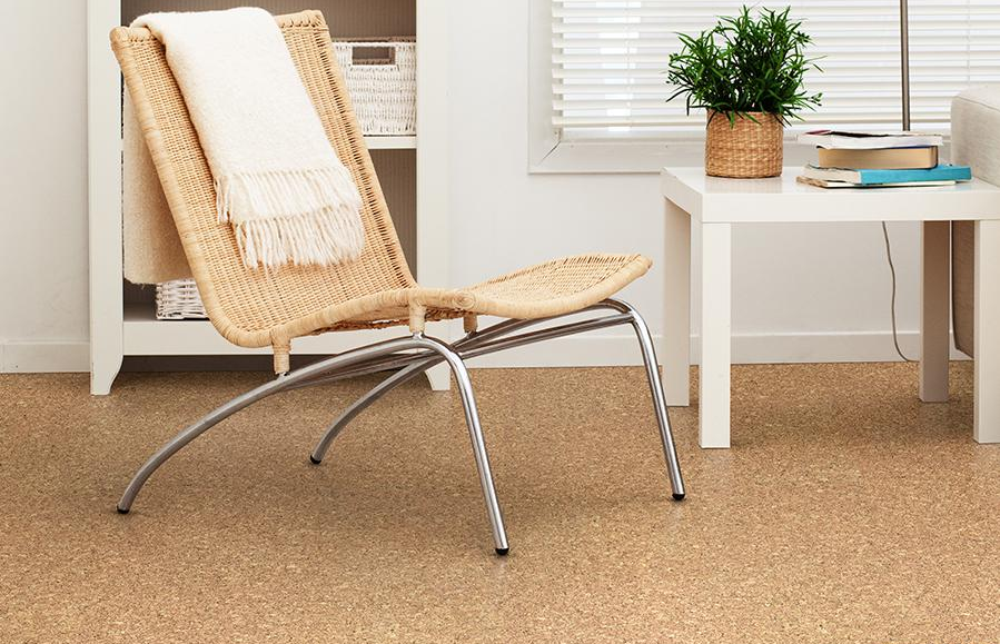 Пробковый пол клеевой Corkstyle Eco Cork Mono 915×305×6 фото в интерьере
